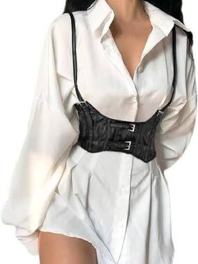 PrettyLittleThing Black Faux Leather Corset Harness Belt